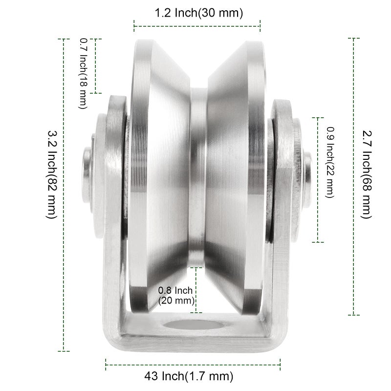 PINGEUI 2 Pack 3 Inch Stainless Steel V Groove Wheel  V Groove Caster with Bracket for Sliding Gate  Rolling Gate  Inverted Track  Industrial Machines  882 lbs Capacity - Image 2